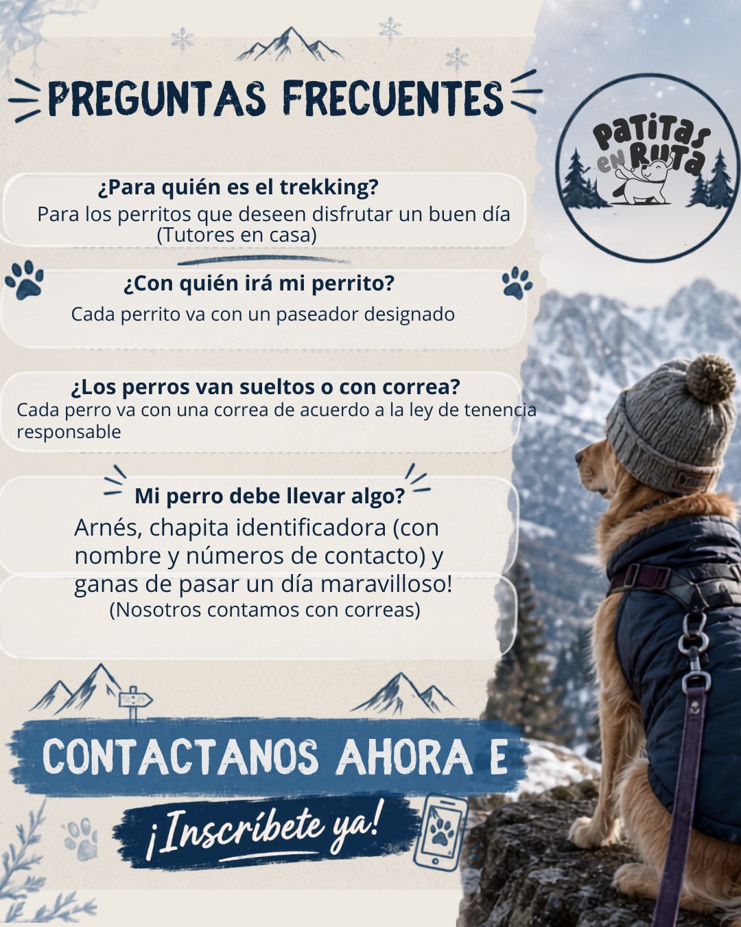 Preguntas frecuentes sobre el trekking canino de Patitas en Ruta